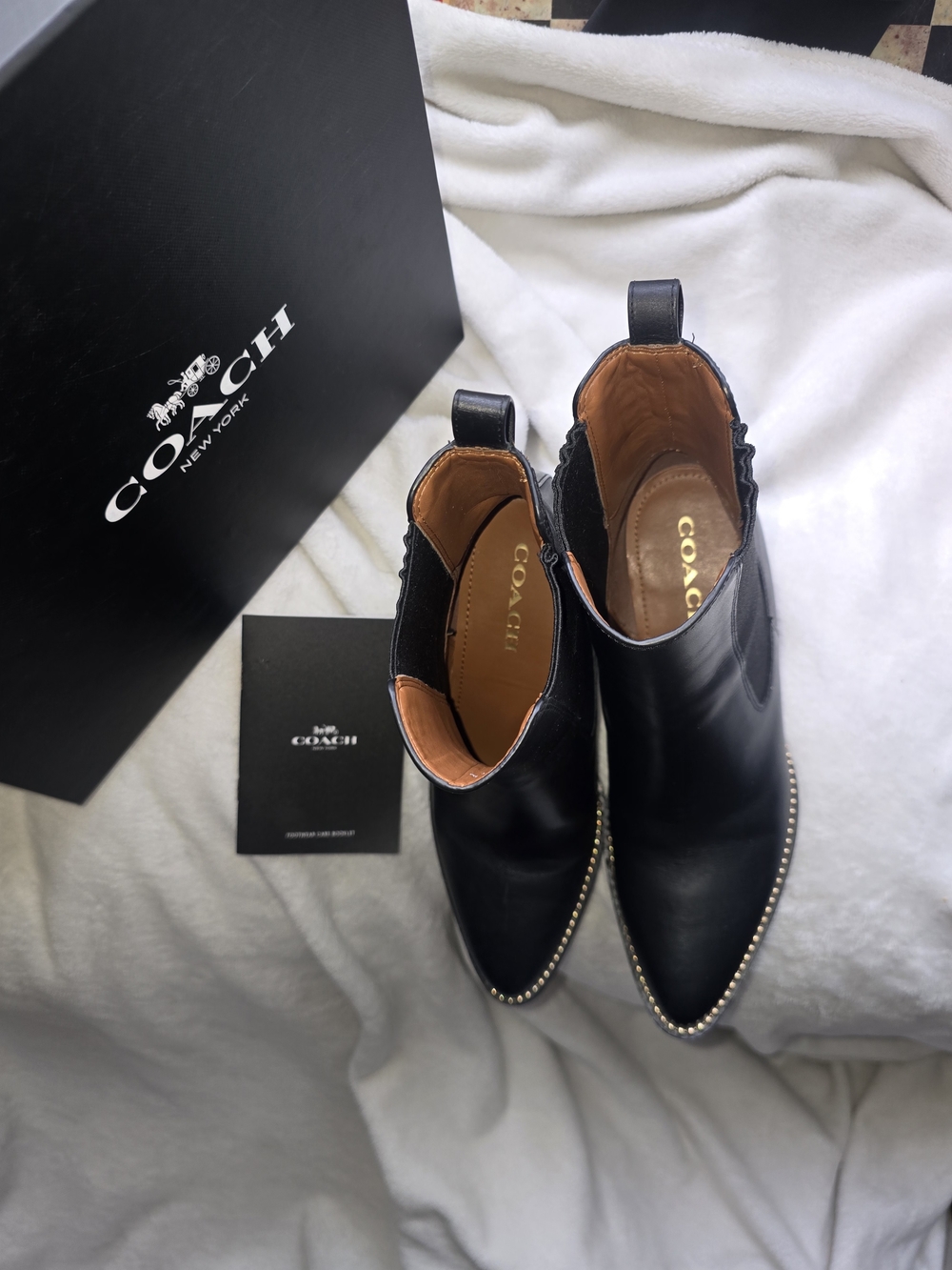 Coach Women's Black Leather Pointed Chelsea Boots - Picture 4 of 7